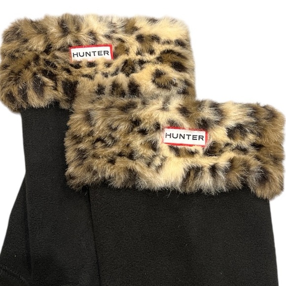 Big Kids’ Hunter boot socks for Kids’ classic rain boot, leopard faux fur 4-6 - Picture 3 of 6